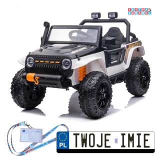 Biały Jeep Monster na akumulator - 4x200W 24V/7Ah, EVA, LED, pilot, kluczyki, Bluetooth [XB-1118]