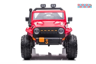 Czerwony Jeep Monster na akumulator - 4x200W 24V/7Ah, EVA, LED, pilot, kluczyki, Bluetooth [XB-1118]
