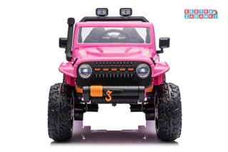 Różowy Jeep Monster na akumulator - 4x200W 24V/7Ah, EVA, LED, pilot, kluczyki, Bluetooth [XB-1118]