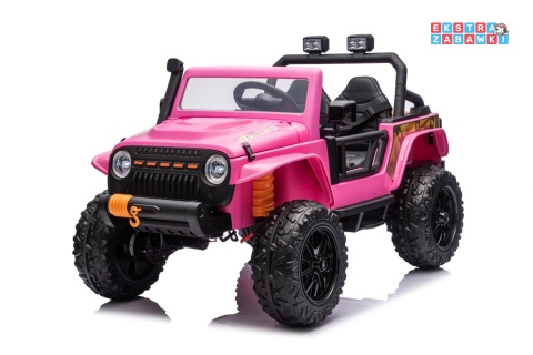Różowy Jeep Monster na akumulator - 4x200W 24V/7Ah, EVA, LED, pilot, kluczyki, Bluetooth [XB-1118]
