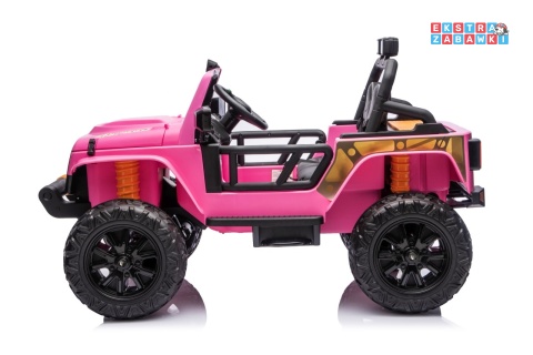 Różowy Jeep Monster na akumulator - 4x200W 24V/7Ah, EVA, LED, pilot, kluczyki, Bluetooth [XB-1118]