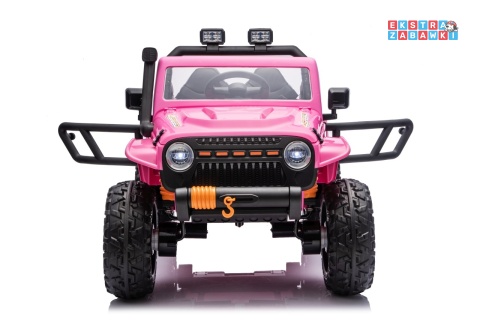 Różowy Jeep Monster na akumulator - 4x200W 24V/7Ah, EVA, LED, pilot, kluczyki, Bluetooth [XB-1118]