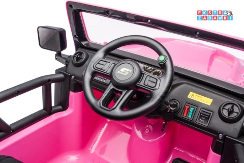 Różowy Jeep Monster na akumulator - 4x200W 24V/7Ah, EVA, LED, pilot, kluczyki, Bluetooth [XB-1118]