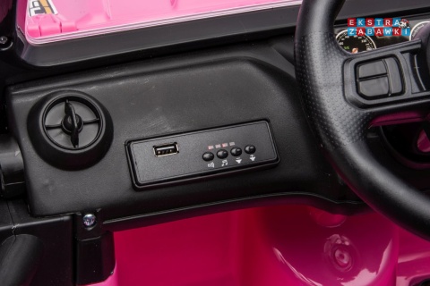 Różowy Jeep Monster na akumulator - 4x200W 24V/7Ah, EVA, LED, pilot, kluczyki, Bluetooth [XB-1118]