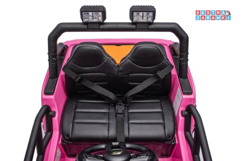 Różowy Jeep Monster na akumulator - 4x200W 24V/7Ah, EVA, LED, pilot, kluczyki, Bluetooth [XB-1118]