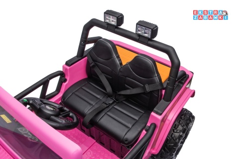 Różowy Jeep Monster na akumulator - 4x200W 24V/7Ah, EVA, LED, pilot, kluczyki, Bluetooth [XB-1118]