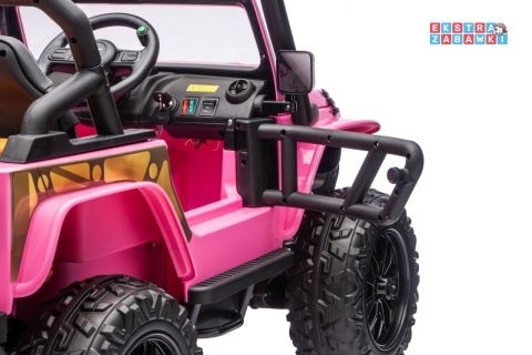 Różowy Jeep Monster na akumulator - 4x200W 24V/7Ah, EVA, LED, pilot, kluczyki, Bluetooth [XB-1118]