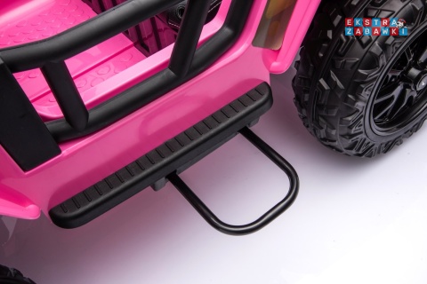 Różowy Jeep Monster na akumulator - 4x200W 24V/7Ah, EVA, LED, pilot, kluczyki, Bluetooth [XB-1118]