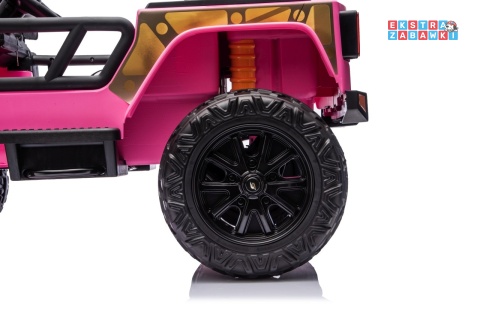 Różowy Jeep Monster na akumulator - 4x200W 24V/7Ah, EVA, LED, pilot, kluczyki, Bluetooth [XB-1118]