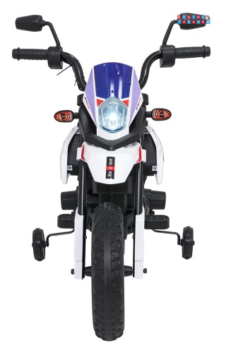 Biały Motor Aprilia RX na akumulator - 2x35W 12V/7Ah, ekoskóra, EVA, LED, Bluetooth - [S317]