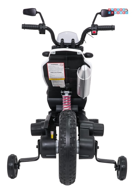 Biały Motor Aprilia RX na akumulator - 2x35W 12V/7Ah, ekoskóra, EVA, LED, Bluetooth - [S317]