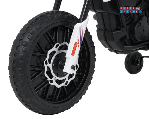 Biały Motor Aprilia RX na akumulator - 2x35W 12V/7Ah, ekoskóra, EVA, LED, Bluetooth - [S317]