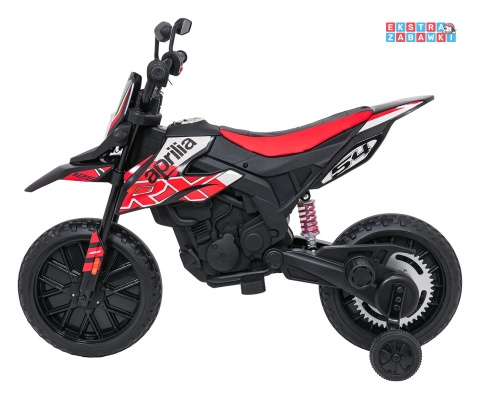 Czerwony Motor Aprilia RX na akumulator - 2x35W 12V/7Ah, ekoskóra, EVA, LED, Bluetooth - [S317]
