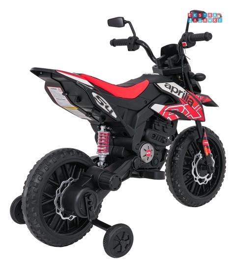 Czerwony Motor Aprilia RX na akumulator - 2x35W 12V/7Ah, ekoskóra, EVA, LED, Bluetooth - [S317]