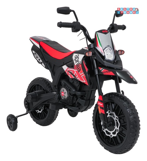 Czerwony Motor Aprilia RX na akumulator - 2x35W 12V/7Ah, ekoskóra, EVA, LED, Bluetooth - [S317]
