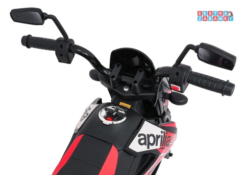 Czerwony Motor Aprilia RX na akumulator - 2x35W 12V/7Ah, ekoskóra, EVA, LED, Bluetooth - [S317]