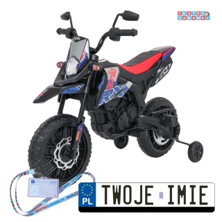 Czerwony Motor Aprilia RX na akumulator - 2x35W 12V/7Ah, ekoskóra, EVA, LED, Bluetooth - [S317]
