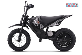 Czarny motorek SHARK na akumulator - 1x150W, 12V/4Ah Li-ion, do 15km/h, pompowane opony, hamulec bębnowy - [HP02E]