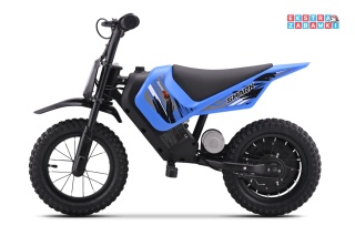 Niebieski motorek SHARK na akumulator - 1x150W, 12V/4Ah Li-ion, do 15km/h, pompowane opony, hamulec bębnowy - [HP02E]