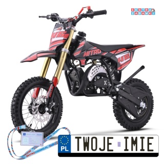 Czerwony motocykl spalinowy NITRO 60cc - do 50km/h, jednocylindrowy, 2-suwowy, pompowane opony [DBH01]