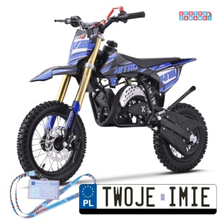 Niebieski motocykl spalinowy NITRO 60cc - do 50km/h, jednocylindrowy, 2-suwowy, pompowane opony [DBH01]