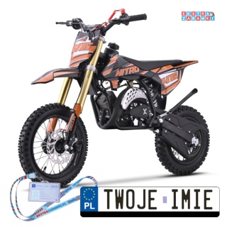 Pomarańczowy motocykl spalinowy NITRO 60cc - do 50km/h, jednocylindrowy, 2-suwowy, pompowane opony [DBH01]