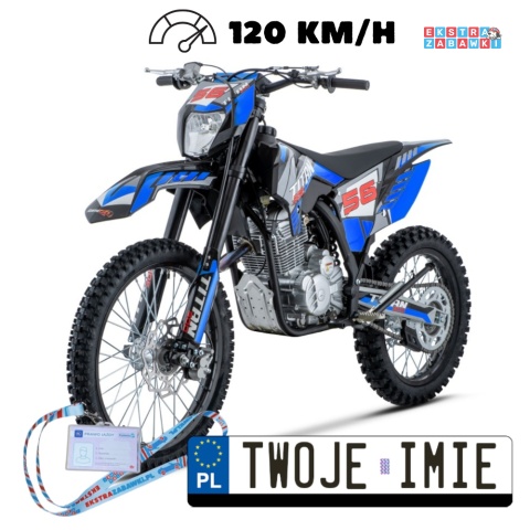 Niebieski motocykl spalinowy TITAN 300cc - czterosuwowy 5-biegowy, do 120 km/h, regulowany amortyzator, światło [DB609]