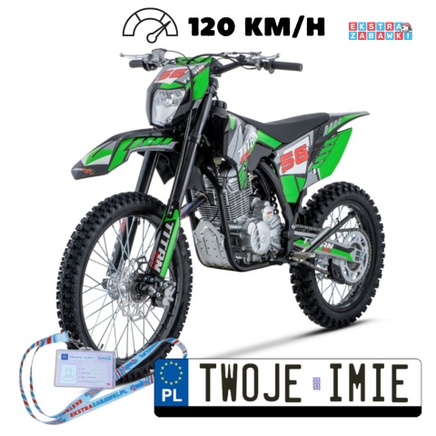 Zielony motocykl spalinowy TITAN 300cc - czterosuwowy 5-biegowy, do 120 km/h, do 100 kg, regulowany amortyzator, światło [DB609]