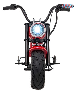 Czerwony Motor Chopper Warrior na akumulator - 1x350W, 36V/9Ah, bezszczotkowy silnik, pompowane opony - [XB-1058]