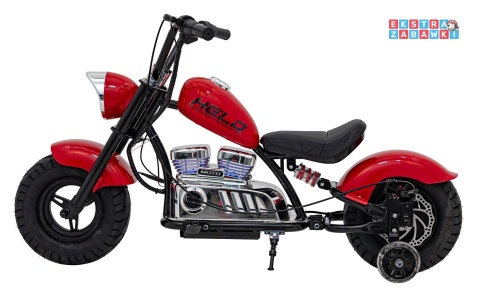 Czerwony Motor Chopper Warrior na akumulator - 1x350W, 36V/9Ah, bezszczotkowy silnik, pompowane opony - [XB-1058]