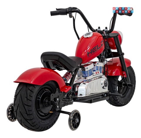 Czerwony Motor Chopper Warrior na akumulator - 1x350W, 36V/9Ah, bezszczotkowy silnik, pompowane opony - [XB-1058]