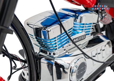Czerwony Motor Chopper Warrior na akumulator - 1x350W, 36V/9Ah, bezszczotkowy silnik, pompowane opony - [XB-1058]