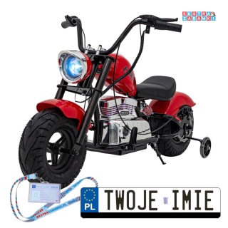 Czerwony Motor Chopper Warrior na akumulator - 1x350W, 36V/9Ah, bezszczotkowy silnik, pompowane opony - [XB-1058]