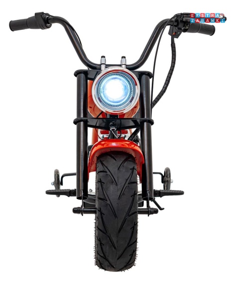 Pomarańczowy Motor Chopper Warrior na akumulator - 1x350W, 36V/9Ah, bezszczotkowy silnik, pompowane opony - [XB-1058]