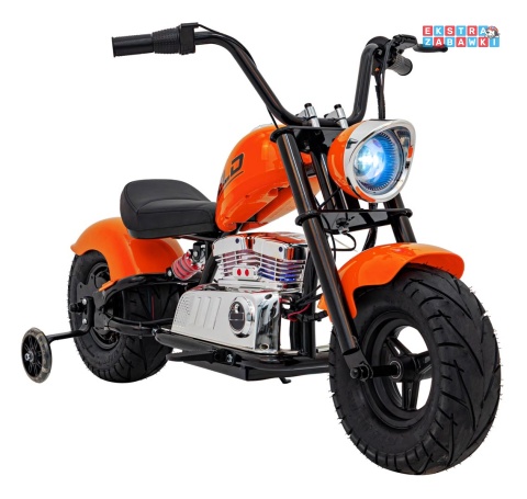 Pomarańczowy Motor Chopper Warrior na akumulator - 1x350W, 36V/9Ah, bezszczotkowy silnik, pompowane opony - [XB-1058]