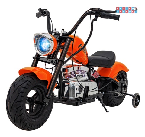 Pomarańczowy Motor Chopper Warrior na akumulator - 1x350W, 36V/9Ah, bezszczotkowy silnik, pompowane opony - [XB-1058]