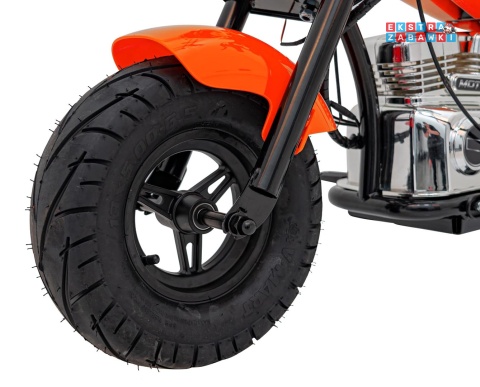 Pomarańczowy Motor Chopper Warrior na akumulator - 1x350W, 36V/9Ah, bezszczotkowy silnik, pompowane opony - [XB-1058]