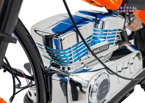 Pomarańczowy Motor Chopper Warrior na akumulator - 1x350W, 36V/9Ah, bezszczotkowy silnik, pompowane opony - [XB-1058]