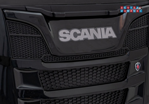 Czarny TIR Scania R-Serie na akumulator - 4x35W 24V/7Ah, EVA, Bluetooth, ekoskóra - [HL698]