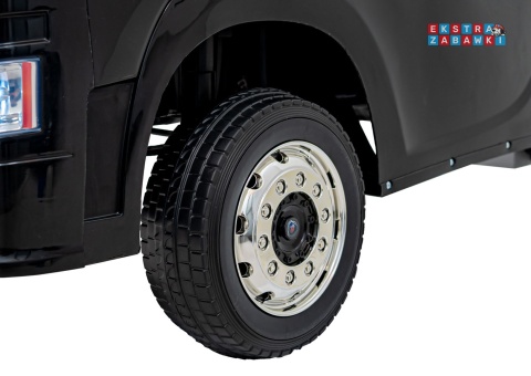 Czarny TIR Scania R-Serie na akumulator - 4x35W 24V/7Ah, EVA, Bluetooth, ekoskóra - [HL698]