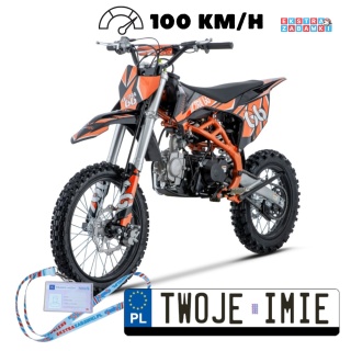 Pomarańczowy motocykl spalinowy ULTRA 66 - 125cc, jednocylindrowy, 4-suwowy, hamulce hydrauliczne, e-start [DB608.PRO]