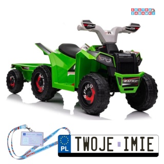 Zielony quad XMX630T na akumulator - 1x45W 6V/7Ah, 5km/h, panel muzyczny z bluetooth, automatyczny hamulec [15531]