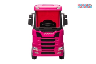 Różowa Scania 500R HL698 na akumulator - 4x45W 24V/7Ah, EVA, pilot, LED, Bluetooth, automatyczny hamulec [20638]