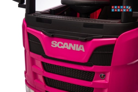Różowa Scania 500R HL698 na akumulator - 4x45W 24V/7Ah, EVA, pilot, LED, Bluetooth, automatyczny hamulec [20638]