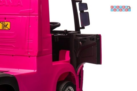 Różowa Scania 500R HL698 na akumulator - 4x45W 24V/7Ah, EVA, pilot, LED, Bluetooth, automatyczny hamulec [20638]