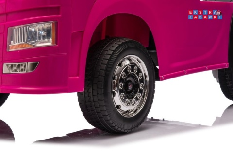 Różowa Scania 500R HL698 na akumulator - 4x45W 24V/7Ah, EVA, pilot, LED, Bluetooth, automatyczny hamulec [20638]