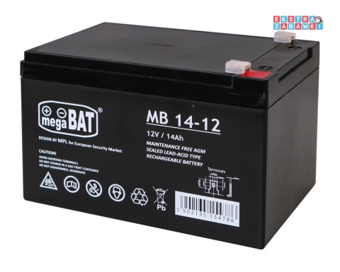 Akumulator kwasowo-ołowiowy 12V/14Ah 15x10x10 cm do pojazdów elektrycznych dla dzieci