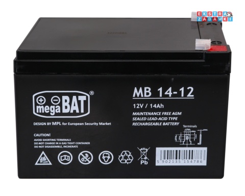 Akumulator kwasowo-ołowiowy 12V/14Ah 15x10x10 cm do pojazdów elektrycznych dla dzieci