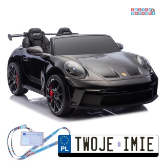 Czarne lakierowane Porsche GT3 DK-P911 - 4x200W 24V/7Ah, EVA, LED, ekoskóra, Bluetooth, w lakierze [29002]