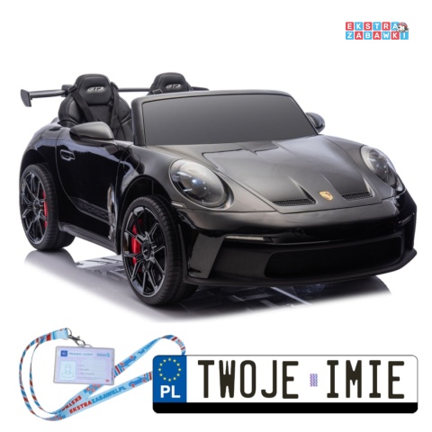 Czarne lakierowane Porsche GT3 DK-P911 - 4x200W 24V/7Ah, EVA, LED, ekoskóra, Bluetooth, w lakierze [29002]